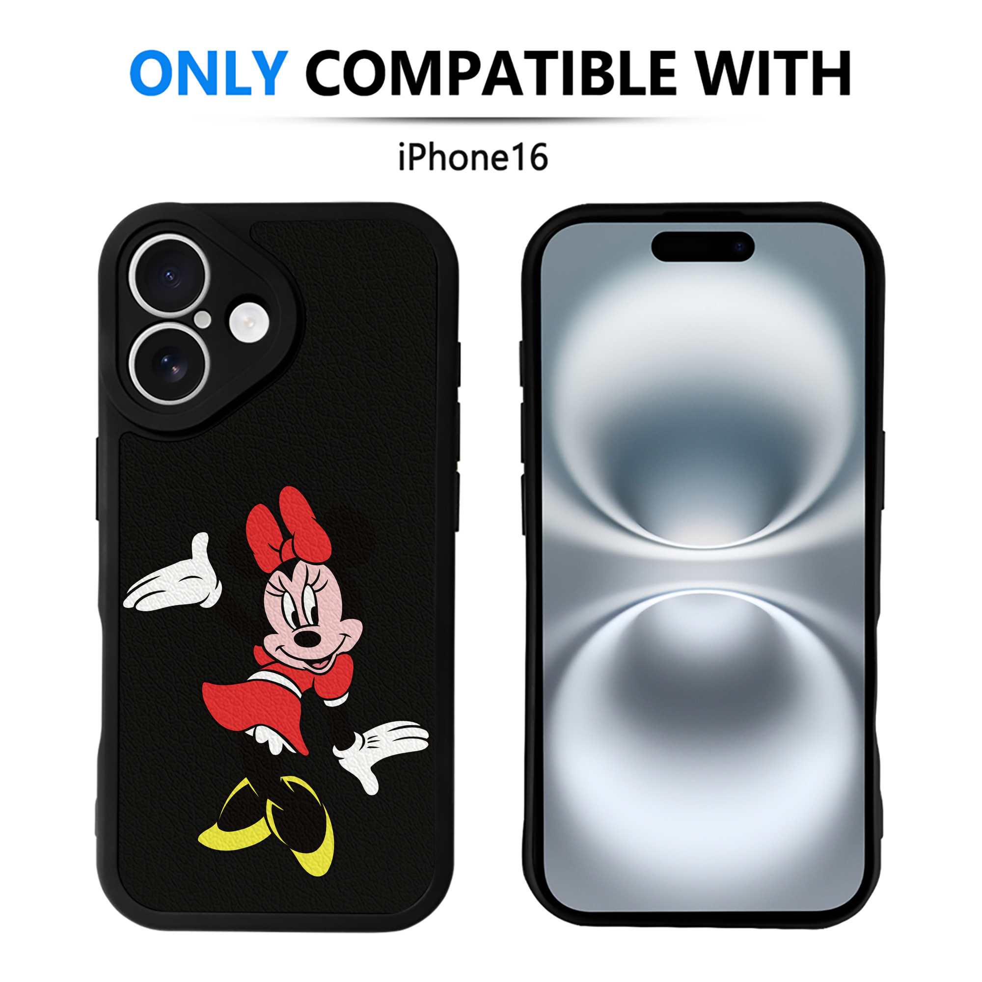 （画像用） ミッキーマウス Mickey Mouse 【iPhone 16シリーズ対応】シリコンスマホケース（レザー調） 材質：シリコン